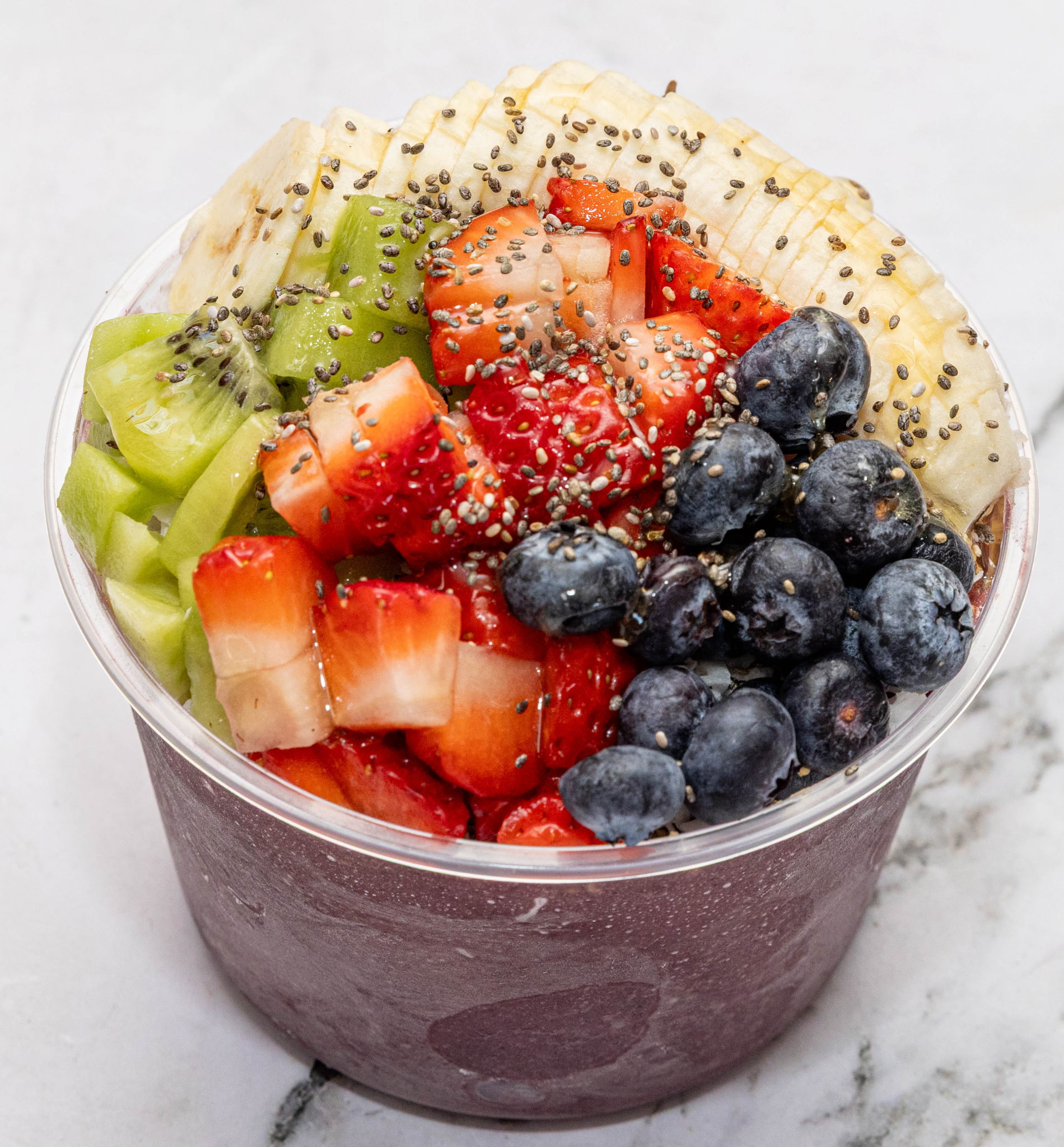Acai bowl with fresh berries and chia seeds