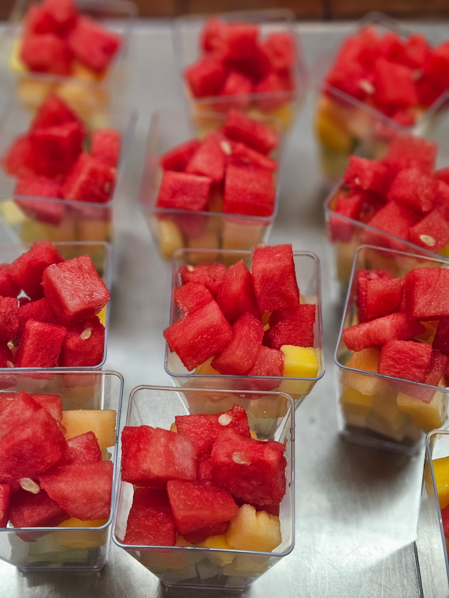 Individual fresh fruit cups for catering