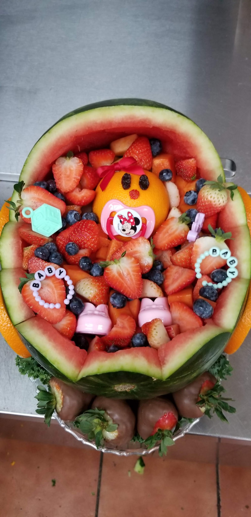 Baby carriage watermelon for baby shower